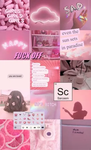 Aesthetic Pink Collage 900 X 1478 Wallpaper