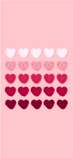 Aesthetic Pink Iphone Embroidered Hearts Wallpaper