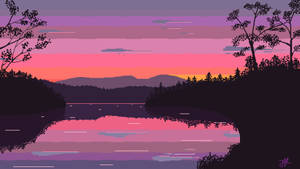 Aesthetic Pixel Art Sunrise Wallpaper