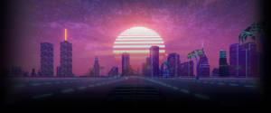 Aesthetic Profile Picture Vaporwave City Sunset Wallpaper