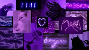 Aesthetic Purple And Neon Computer For A Modern Look. Wallpaper