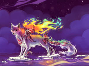 Aesthetic Rainbow Amaterasu Okami Wallpaper