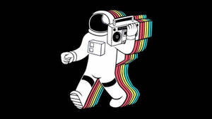 Aesthetic Retro Boombox Astronaut Wallpaper