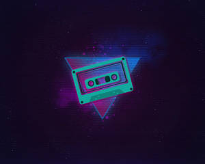 Aesthetic Retro Neon Cassette Tape Wallpaper