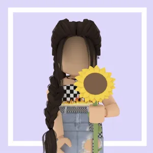 Aesthetic Roblox Girl Holding A Big Sunflower Wallpaper