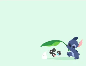 Aesthetic Stitch Playing With Coconuts Disney Wallpaper