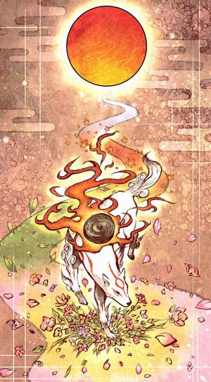 Aesthetic Sun Okami Phone Wallpaper