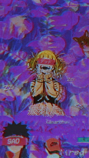 Aesthetic Trippy Anime On Purple Wallpaper