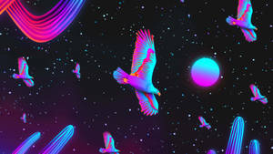 Aesthetic Vaporwave Birds Wallpaper