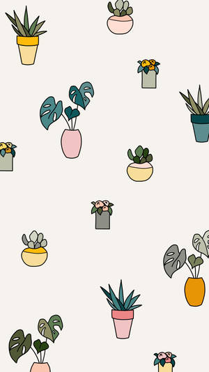 Aesthetic Vintage Ipad Plant Cartoon Wallpaper