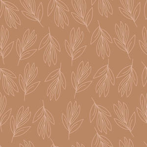 Aesthetic White Leaves Over Beige Background Wallpaper