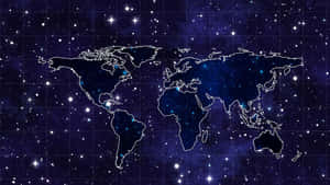 Aesthetic World Map Covered In Stars Laptop Wallpaper