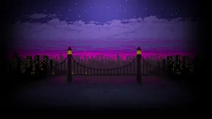 Aesthetic Youtube City Bridge Pixel Art Wallpaper
