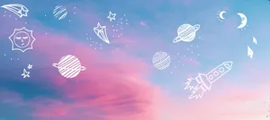 Aesthetic Youtube Planets Doodle Art Wallpaper