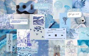 Aesthetically Pleasing Blue Collage Wallpaper