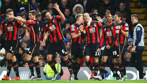 Afc Bournemouth Players Cheering Inside Stadium Wallpaper