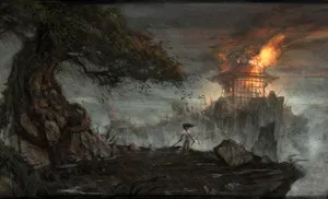 Afro Samurai In A Dynamic Battle Stance Wallpaper