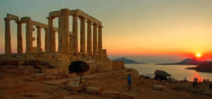 Afternoon Temple Of Poseidon Sounion Wallpaper