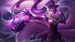 Ahri In Purple Art Wallpaper