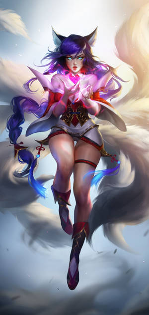 Ahri Of Lol Levitating Wallpaper