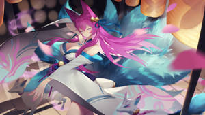 Ahri With White Foxes Wallpaper