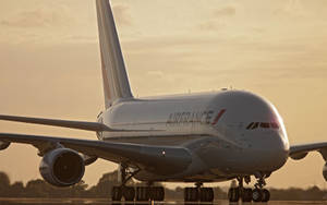 Air France Air Carrier Airbus A380 At Sunset Wallpaper