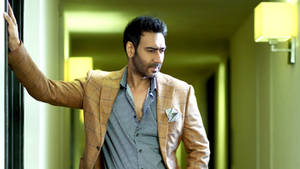 Ajay Devgn Orange Suit Outfit Wallpaper