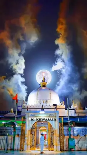 Ajmer Dome Moon Clouds Wallpaper