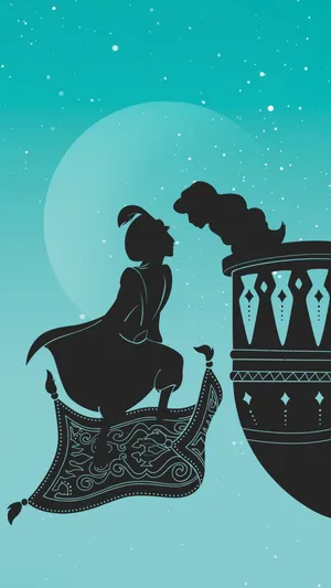 Aladdin And Jasmine Make A Wish In Agrabah Wallpaper