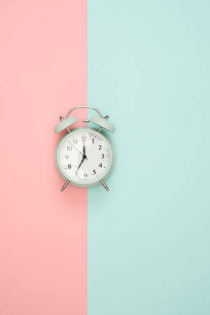 Alarm Clock Pastel Pink & Blue Wallpaper