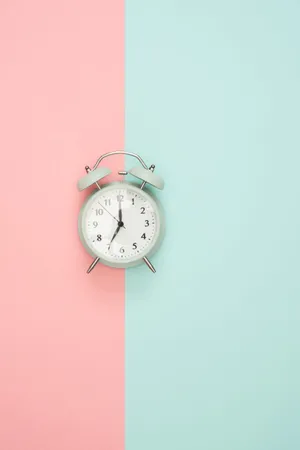 Alarm Clock Pastel Pink & Blue Wallpaper