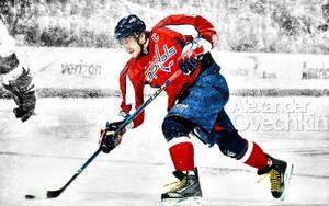 Alex Ovechkin Washington Capitals Snowy Fan Edited Wallpaper