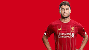 Alex Oxlade-chamberlain Red Background Desktop Wallpaper