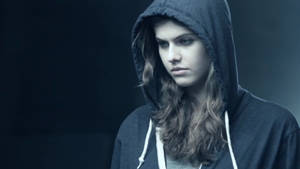 Alexandra Daddario Wearing Hoodie Wallpaper