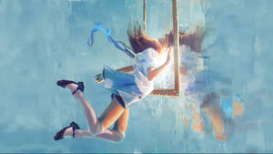 Alice In Wonderland Mirror Portal Paint Art Wallpaper