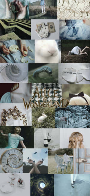 Alice Wonderland Aesthetic Photo Collage Wallpaper