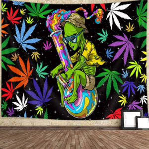 Alien Smoking Colorful Bong Weed Aesthetics Wallpaper