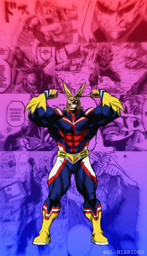 All Might Flexing His Muscles Wallpaper