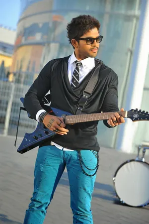 Allu Arjin Playing Electric Guitar Wallpaper