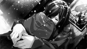 Alone Sad Anime Boys Black And White Wallpaper