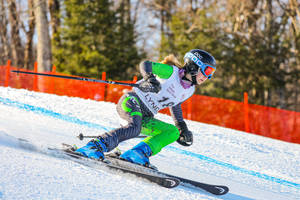 Alpine Skiing Green Suit Wallpaper