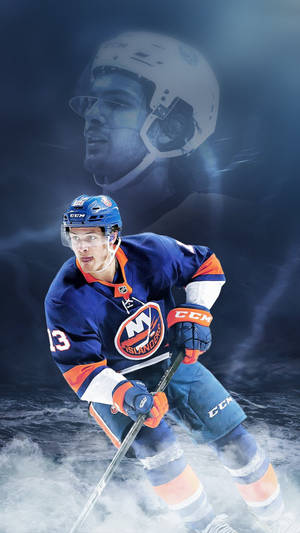 Amazing Canadian Ice Hockey Player Mathew Barzal Graphic Design Wallpaper