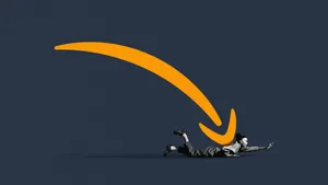 Amazon Uk Logo With Man On Ground Wallpaper