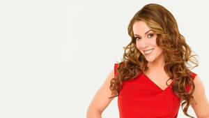 American Actress Alyssa Milano In Red Top Wallpaper