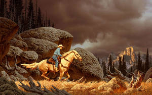 American Cowboy Landscape Wallpaper