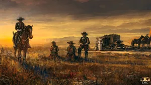 American Cowboy Scene Wallpaper