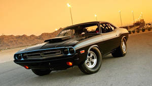 American Muscle Car In Black Paint Wallpaper