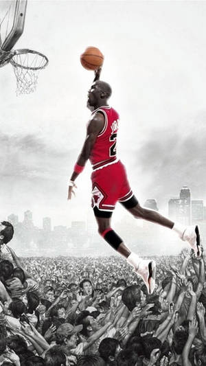 American Professional Basketball Player Michael Jordan Crowd Sports Iphone Wallpaper