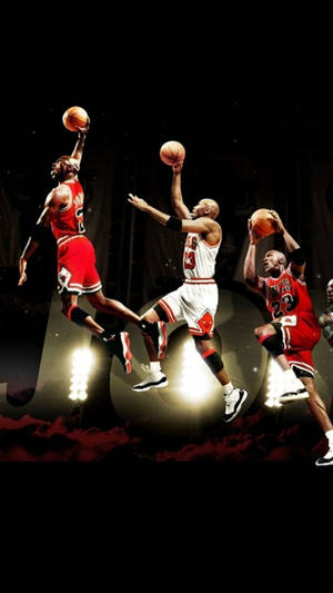 American Professional Basketball Player Michael Jordan Different Dunks Sports Iphone Wallpaper