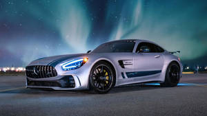 Amg Gtr Aurora Borealis Lights Wallpaper